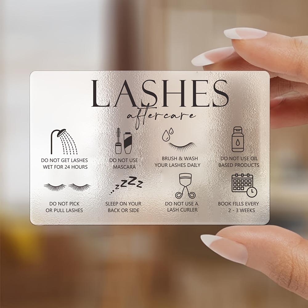 Eyelash Extension Aftercare - 50 sztuk przezroczystych plastikowych kart do