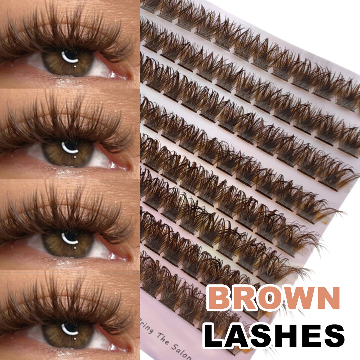 Eyelash Extension Home Service - 120 szt. Naturalne Brązowe Pęczki Rzęs