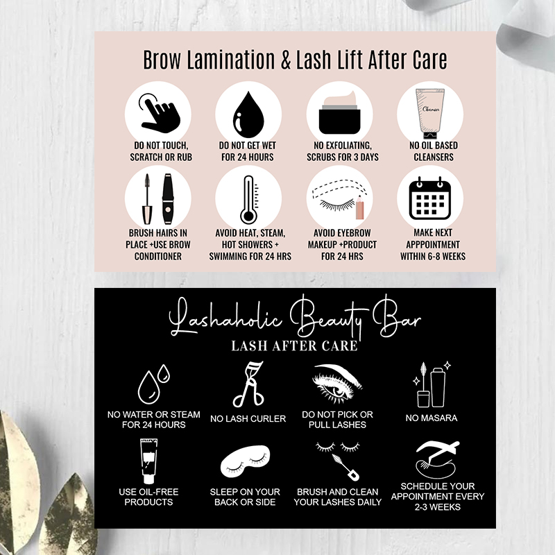 Eyelash Extension Aftercare - Instrukcje do kart lojalnościowych do przedłużania