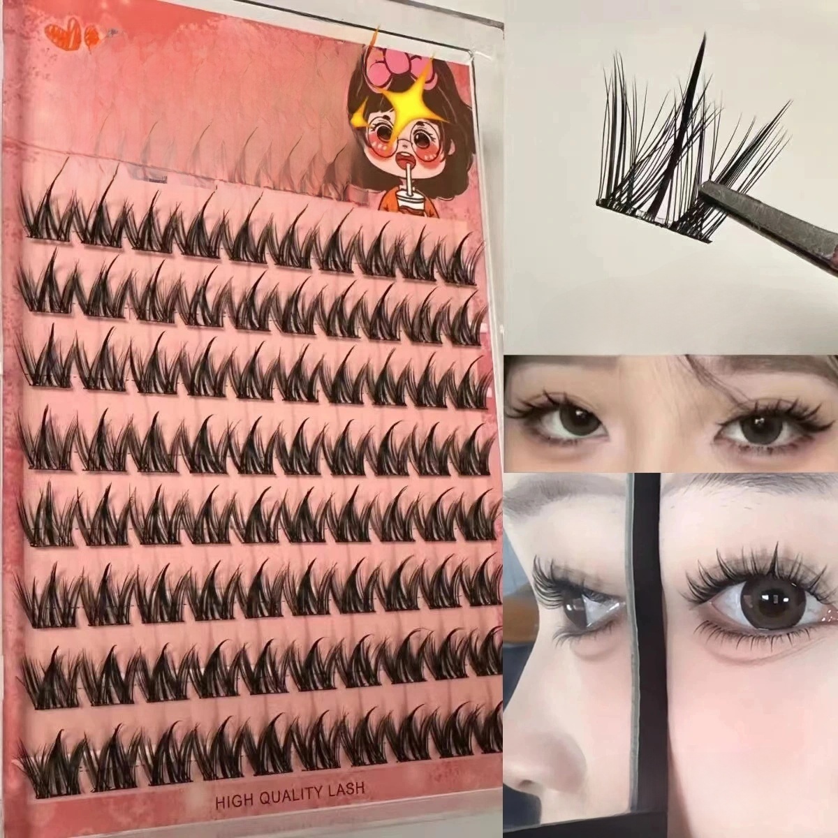Eyelash Extension No 11 - 100 sztuk naturalnych samoprzylepnych kępek rzęs